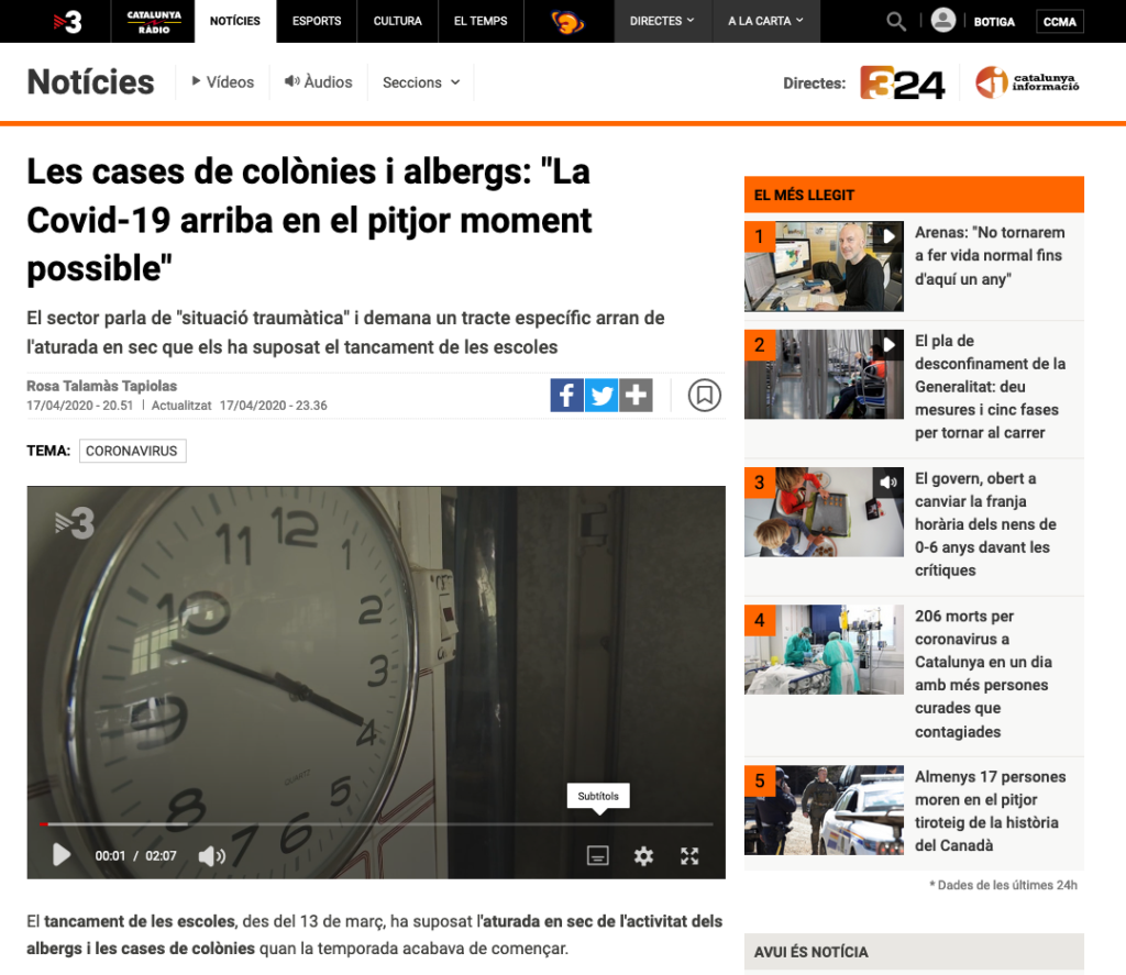 notícia tv3 cases de colònies